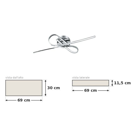 Eglo selvina plafoniera led 20,5w 3000k 69cm per soggiorno moderna cromata