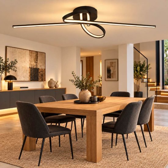 Eglo selvina 1 plafoniera led 21w 3000k 69cm per soggiorno moderna nera
