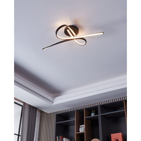 Eglo selvina 1 plafoniera led 21w 3000k 69cm per soggiorno moderna nera