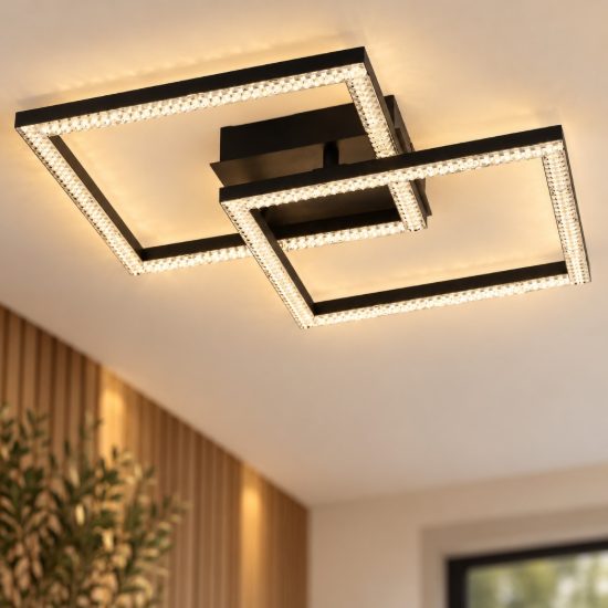 Eglo lejias plafoniera led 21w 3000k 45cm per soggiorno moderna nera