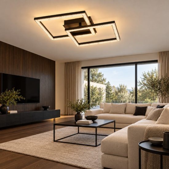 Eglo lejias plafoniera led 21w 3000k 45cm per soggiorno moderna nera