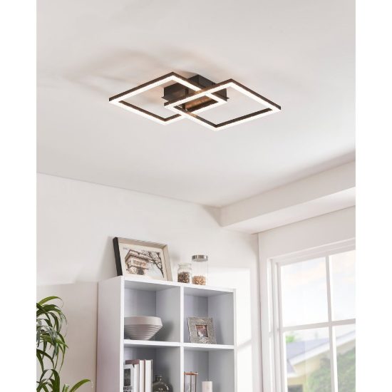 Eglo lejias plafoniera led 21w 3000k 45cm per soggiorno moderna nera