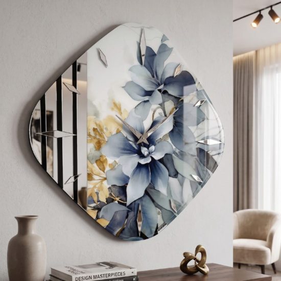 Orologio rombo da parete design floreale effetto resina 50x50cm