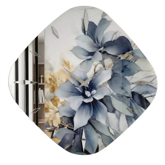 Orologio rombo da parete design floreale effetto resina 50x50cm