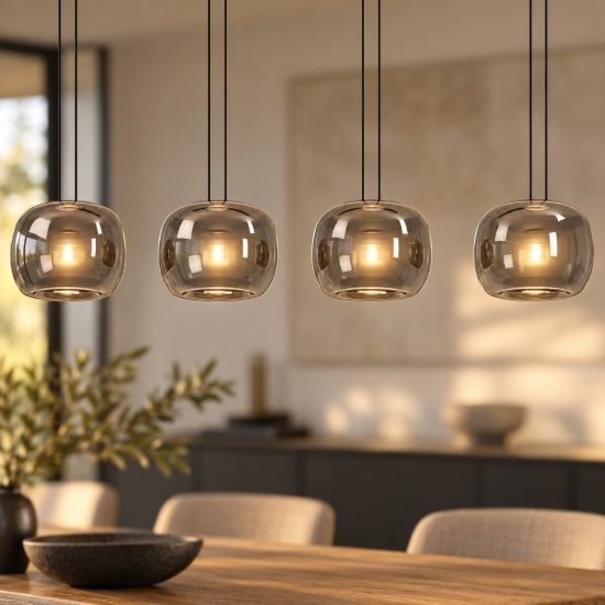 Eglo hortunas lampadario led 23,2w 3000k 4 luci 126cm dimmerabile per sala da pranzo moderno nero