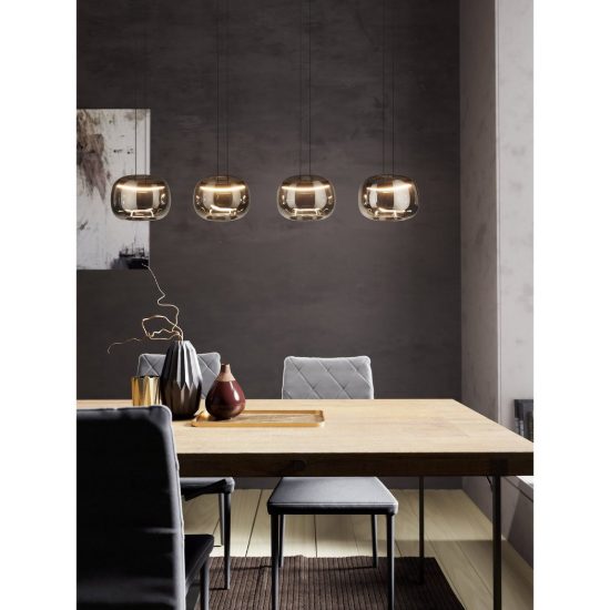 Eglo hortunas lampadario led 23,2w 3000k 4 luci 126cm dimmerabile per sala da pranzo moderno nero