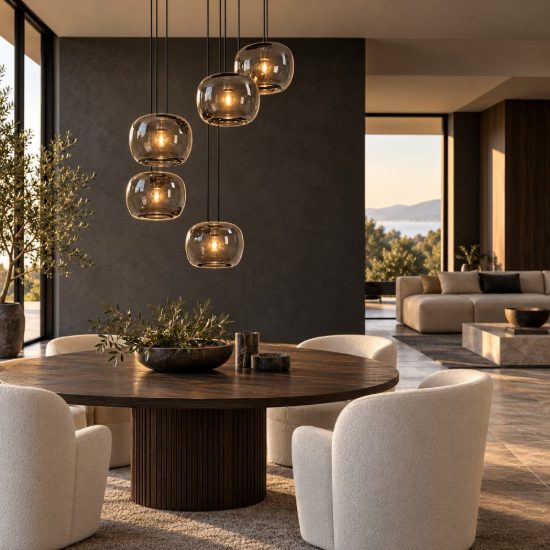 Eglo hortunas lampadario led 29w 3000k 5 luci 50cm dimmerabile per sala da pranzo moderno nero