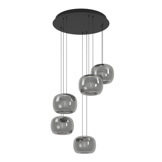 Eglo hortunas lampadario led 29w 3000k 5 luci 50cm dimmerabile per sala da pranzo moderno nero