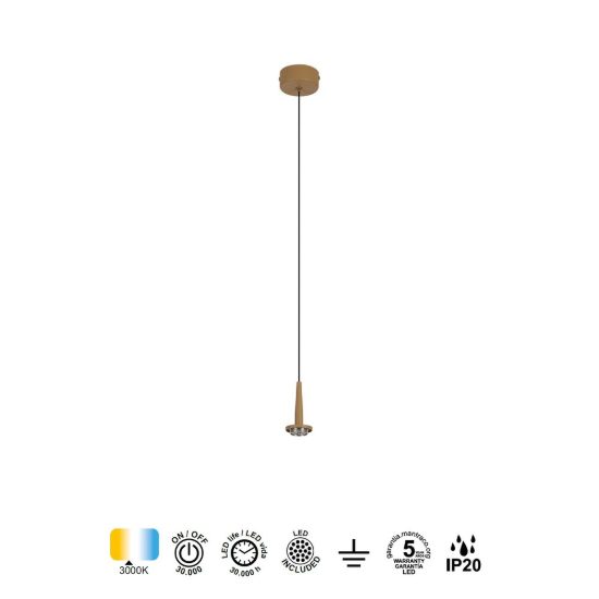 Lampada a sospensione per cucina moderna oro led 5w 3000k 8cm