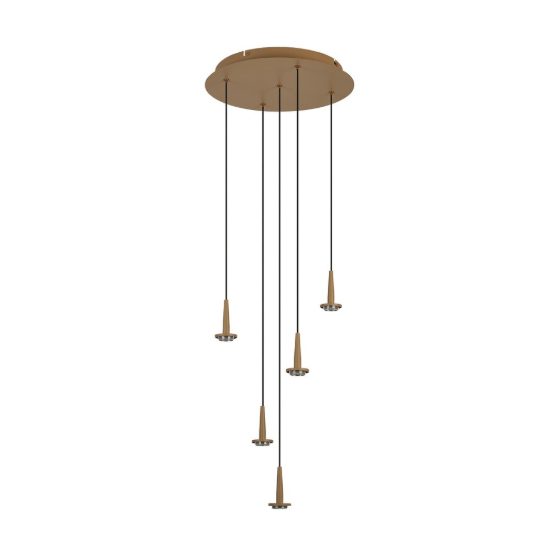 Lampadario a sospensione moderno oro 5 luci 35cm per tavolo da pranzo led 25w 3000k