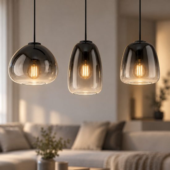 Eglo aguilares lampadario a sospensione 3 luci 84cm per cucina moderno nero