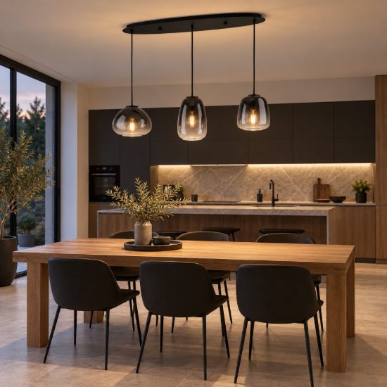 Eglo aguilares lampadario a sospensione 3 luci 84cm per cucina moderno nero