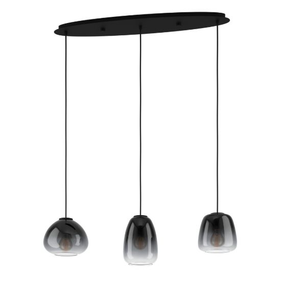 Eglo aguilares lampadario a sospensione 3 luci 84cm per cucina moderno nero
