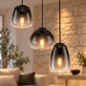 Eglo aguilares lampadario a sospensione 3 luci 43cm per cucina moderno nero