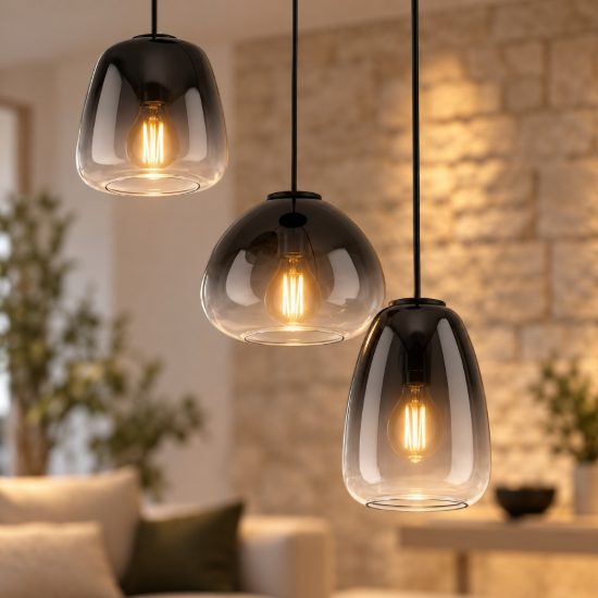 Eglo aguilares lampadario a sospensione 3 luci 43cm per cucina moderno nero