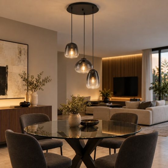 Eglo aguilares lampadario a sospensione 3 luci 43cm per cucina moderno nero