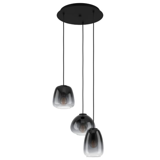 Eglo aguilares lampadario a sospensione 3 luci 43cm per cucina moderno nero