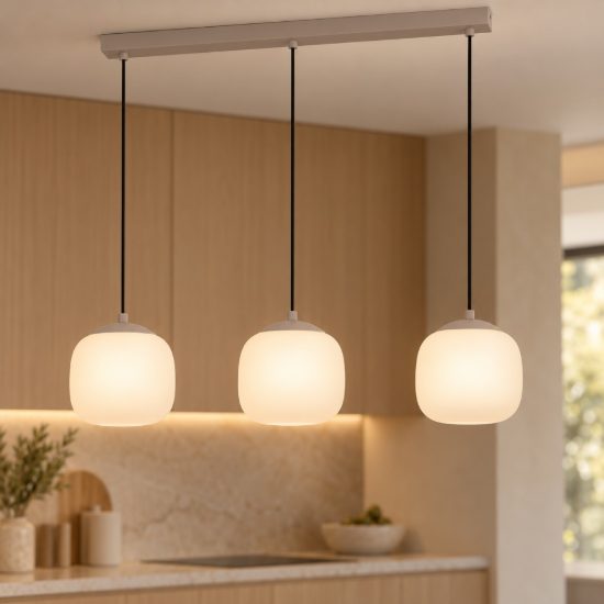 Eglo cominio lampadario a sospensione 3 luci 88,5cm per cucina moderno grigio tortora