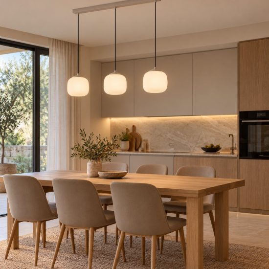 Eglo cominio lampadario a sospensione 3 luci 88,5cm per cucina moderno grigio tortora