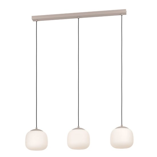 Eglo cominio lampadario a sospensione 3 luci 88,5cm per cucina moderno grigio tortora