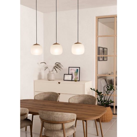Eglo cominio lampadario a sospensione 3 luci 88,5cm per cucina moderno grigio tortora