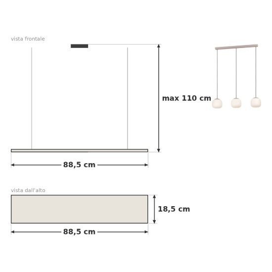 Eglo cominio lampadario a sospensione 3 luci 88,5cm per cucina moderno grigio tortora