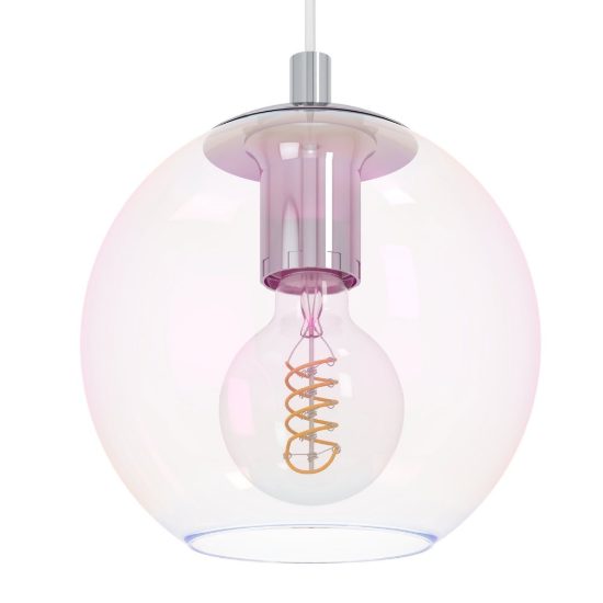Eglo ariscani 2 lampadario 3 luci 42,5cm per cucina moderno cromato con sfere iridescenti