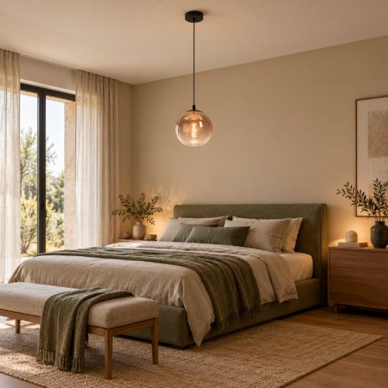Eglo ariscani 1 lampada a sospensione 20cm per camera da letto moderna nera con sfera ramata