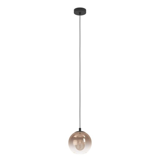 Eglo ariscani 1 lampada a sospensione 20cm per camera da letto moderna nera con sfera ramata
