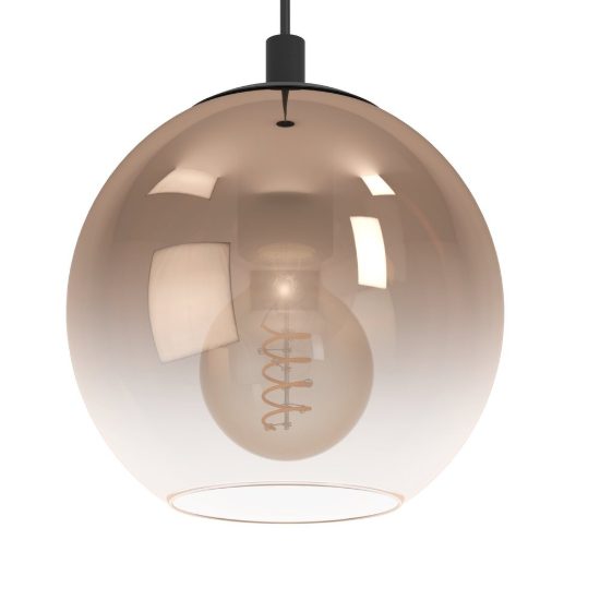 Eglo ariscani 1 lampadario 3 luci 76,5cm per cucina moderno nero con sfere ramate