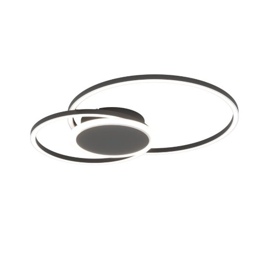 Eglo amandolo 2 plafoniera led 22w rgb 2700k 6500k 52cm con telecomando per soggiorno moderna due anelli nera