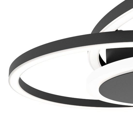 Eglo amandolo 2 plafoniera led 22w rgb 2700k 6500k 52cm con telecomando per soggiorno moderna due anelli nera