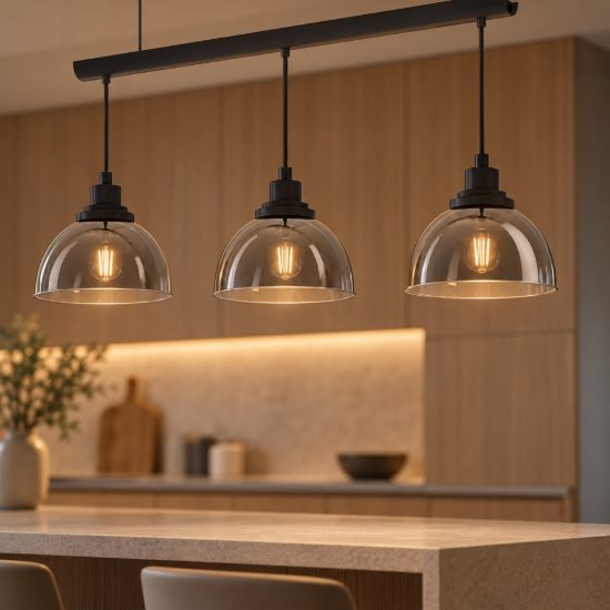 Eglo beleser lampadario a sospensione 3 luci 90,5cm per cucina moderno nero