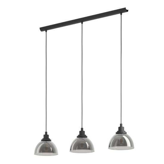 Eglo beleser lampadario a sospensione 3 luci 90,5cm per cucina moderno nero