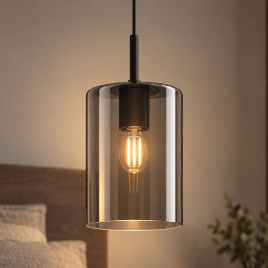 Eglo cadaques 1 lampada a sospensione 16cm per camera da letto moderna nera