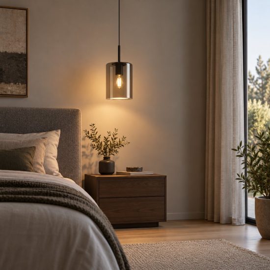 Eglo cadaques 1 lampada a sospensione 16cm per camera da letto moderna nera