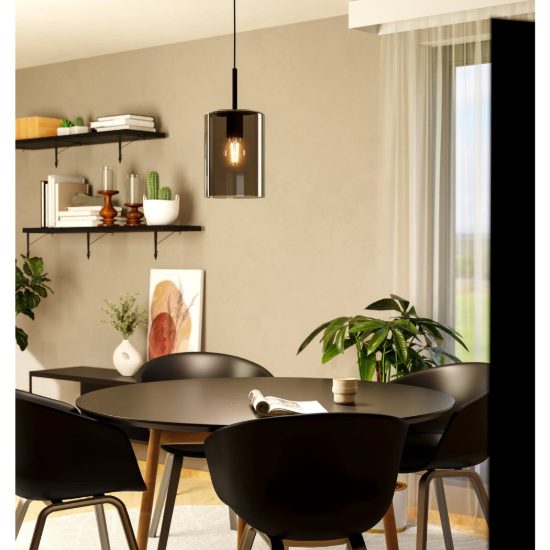 Eglo cadaques 1 lampada a sospensione 16cm per camera da letto moderna nera