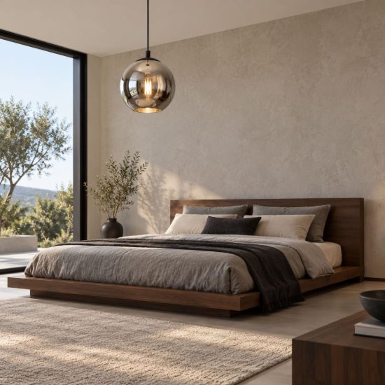 Eglo ariscani lampada a sospensione 20cm per camera da letto moderna nera con sfera fumé
