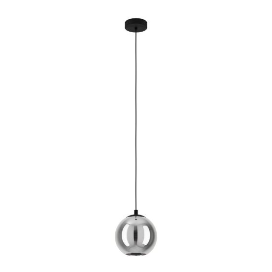 Eglo ariscani lampada a sospensione 20cm per camera da letto moderna nera con sfera fumé
