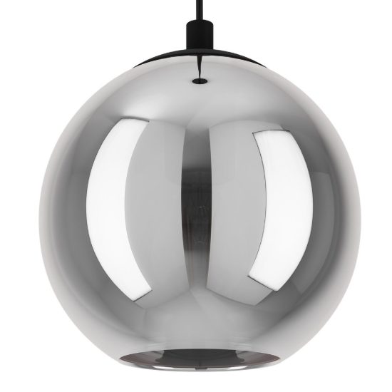 Eglo ariscani lampada a sospensione 20cm per camera da letto moderna nera con sfera fumé