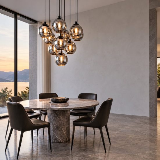 Eglo ariscani lampadario a sospensione 10 luci 65,5cm per sala da pranzo moderno nero con sfere fumé