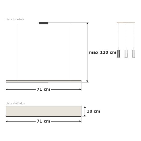 Eglo selvino lampadario a sospensione 3 luci 71cm per cucina moderno nichel opaco