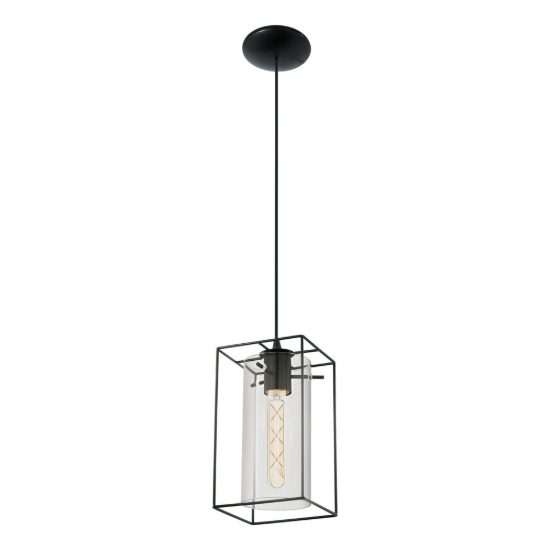 Eglo loncino lampada a sospensione 15cm per camera da letto industriale nera con vetro fumé