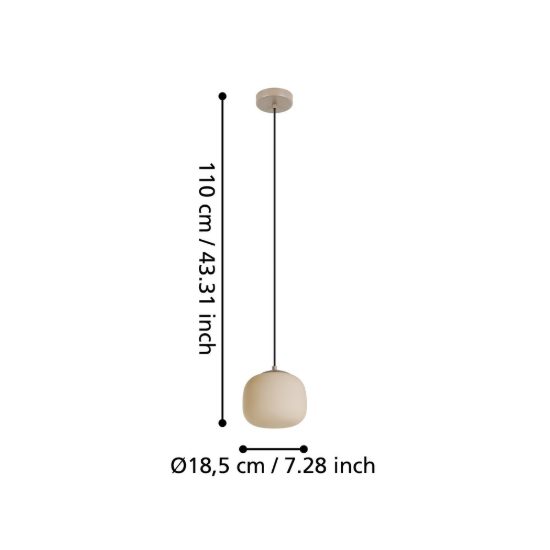 Eglo cominio lampada a sospensione 18,5cm per cucina moderna grigio tortora