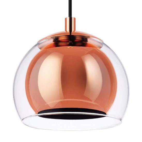 Eglo rocamar lampadario a sospensione 3 luci 78cm per cucina moderno rame con vetri trasparenti