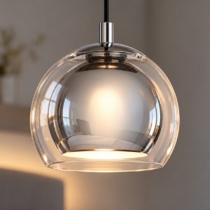 Eglo rocamar lampada a sospensione 19cm per camera da letto moderna cromata con vetro trasparente