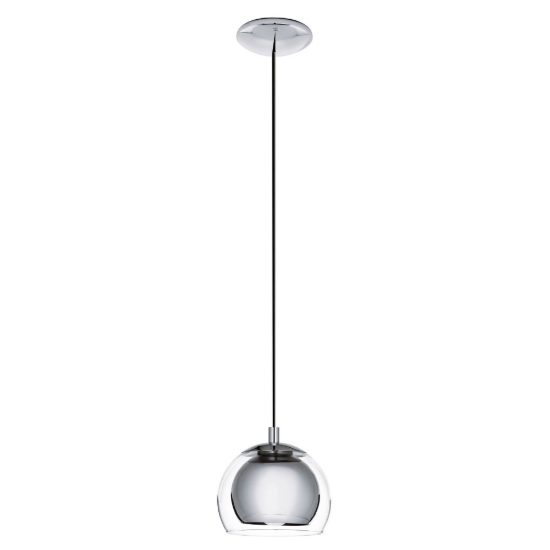 Eglo rocamar lampada a sospensione 19cm per camera da letto moderna cromata con vetro trasparente