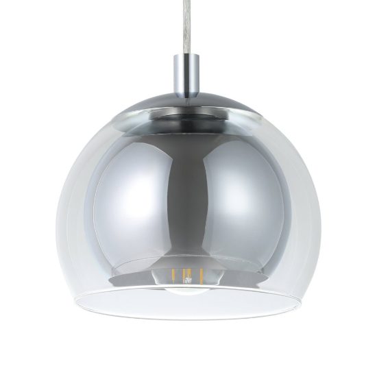 Eglo rocamar lampada a sospensione 19cm per camera da letto moderna cromata con vetro trasparente