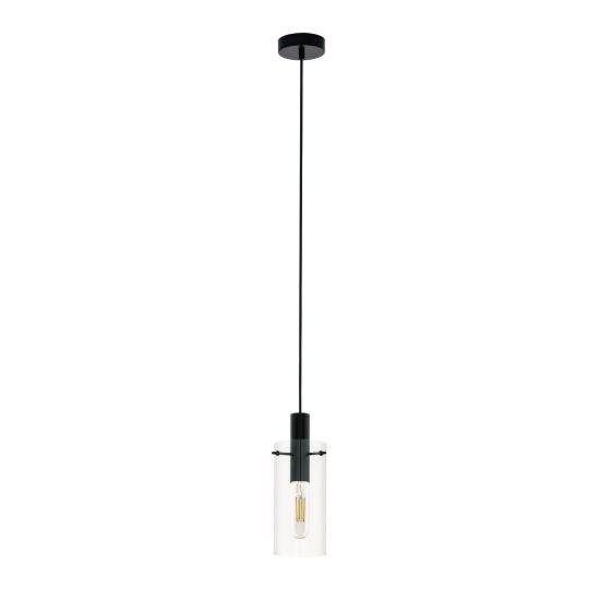 Eglo montefino lampada a sospensione 11cm per camera da letto moderna nera con vetro trasparente