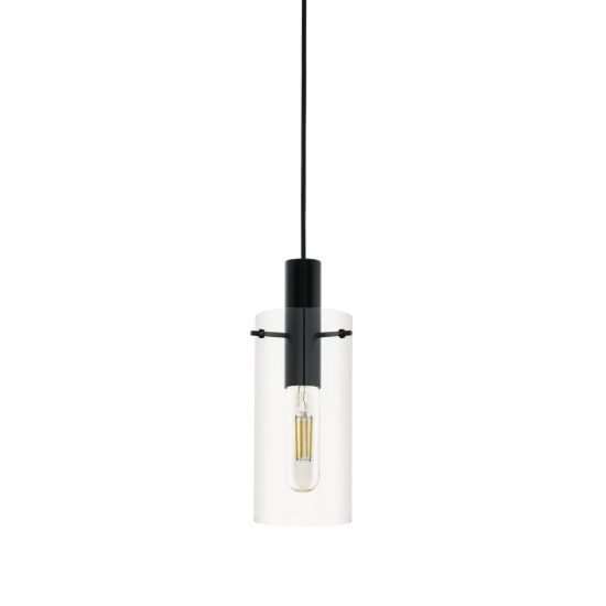 Eglo montefino lampada a sospensione 11cm per camera da letto moderna nera con vetro trasparente